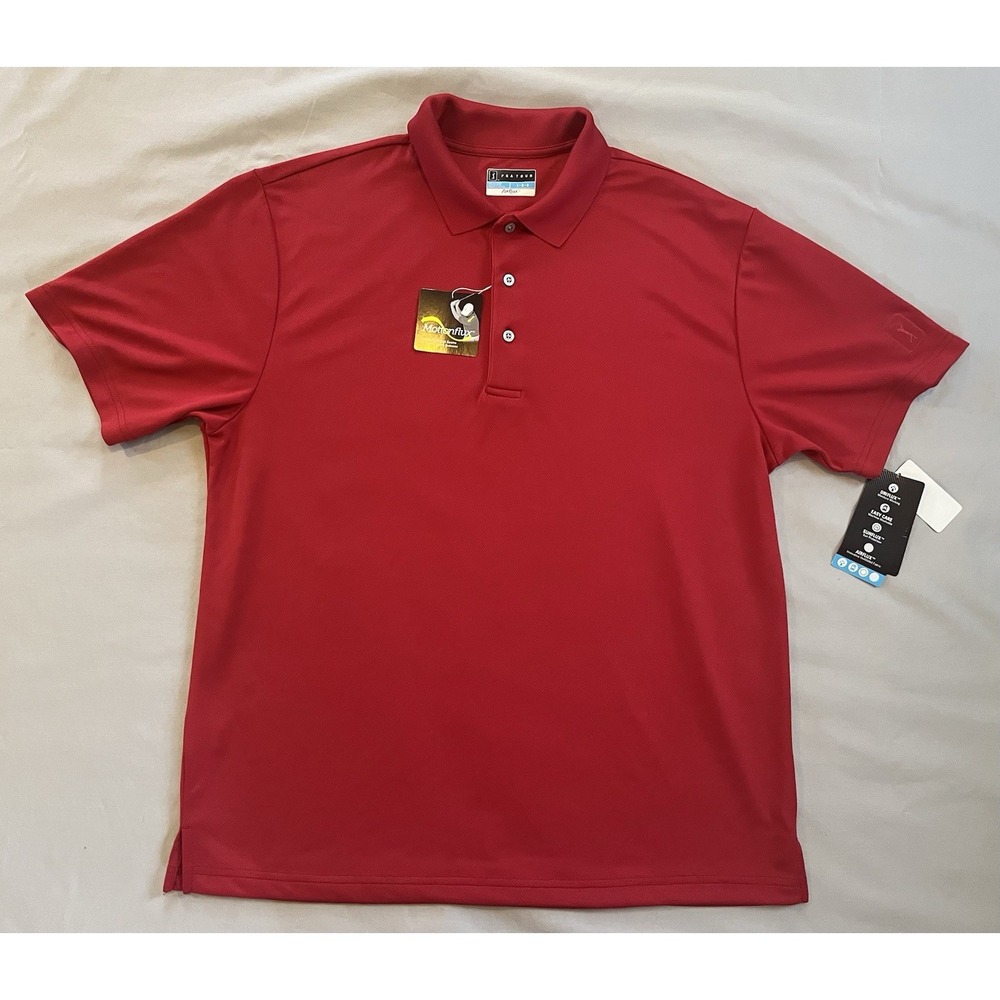 PGA Tour Golf Polo Shirt Air-flux Short Sleeve Collared Sunflux Red L